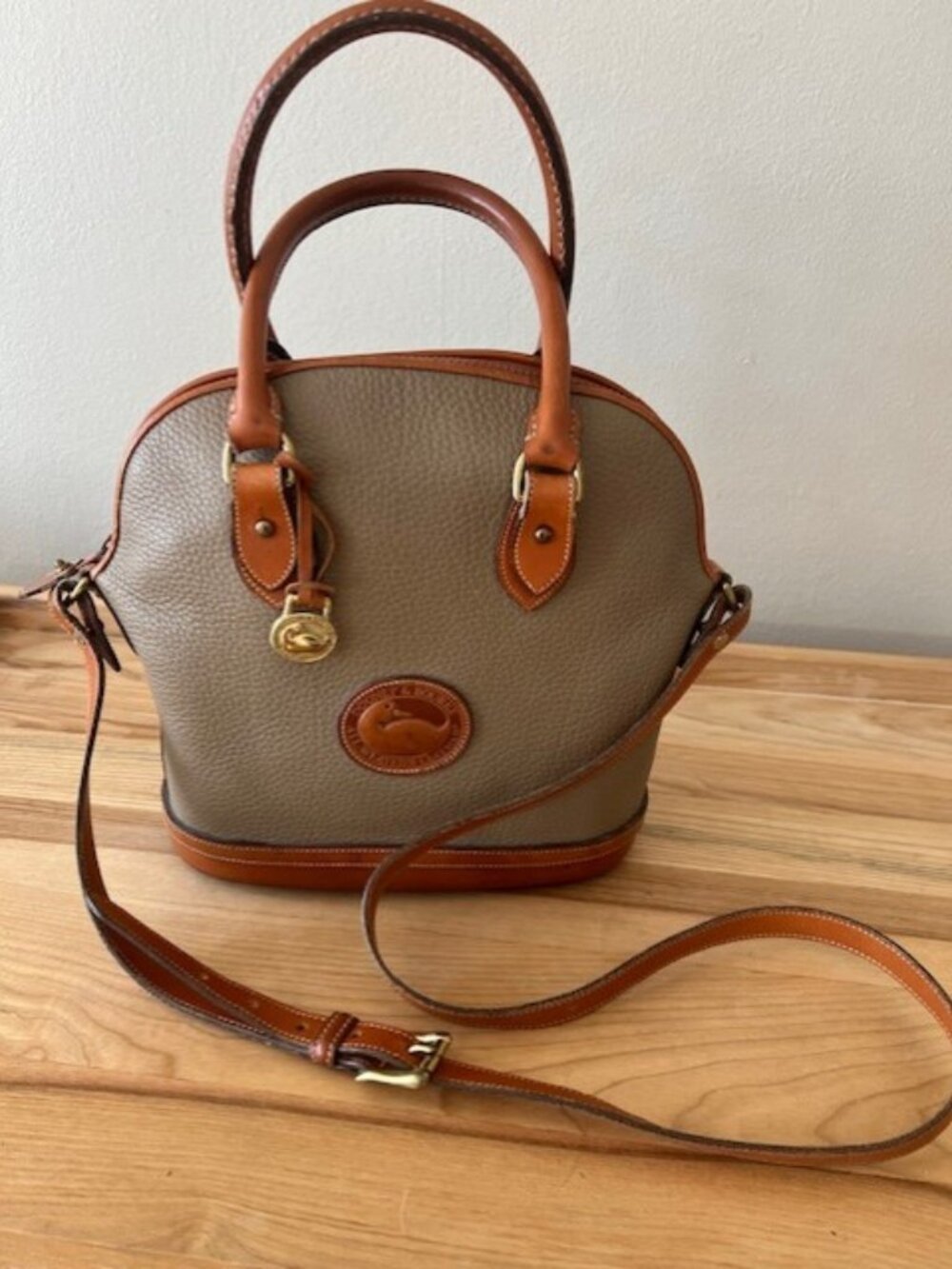 Dooney & Bourke Norfolk Satchel Bag All Weather Leather Taupe VTG